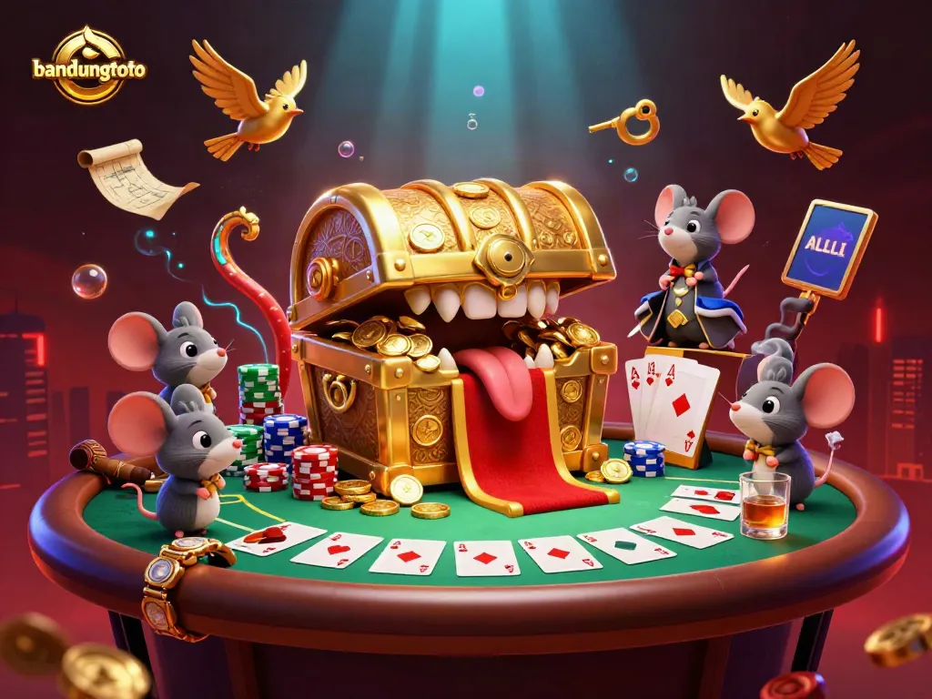 Experience bandungtoto thrills with a vibrant casino scene featuring poker action and treasure.