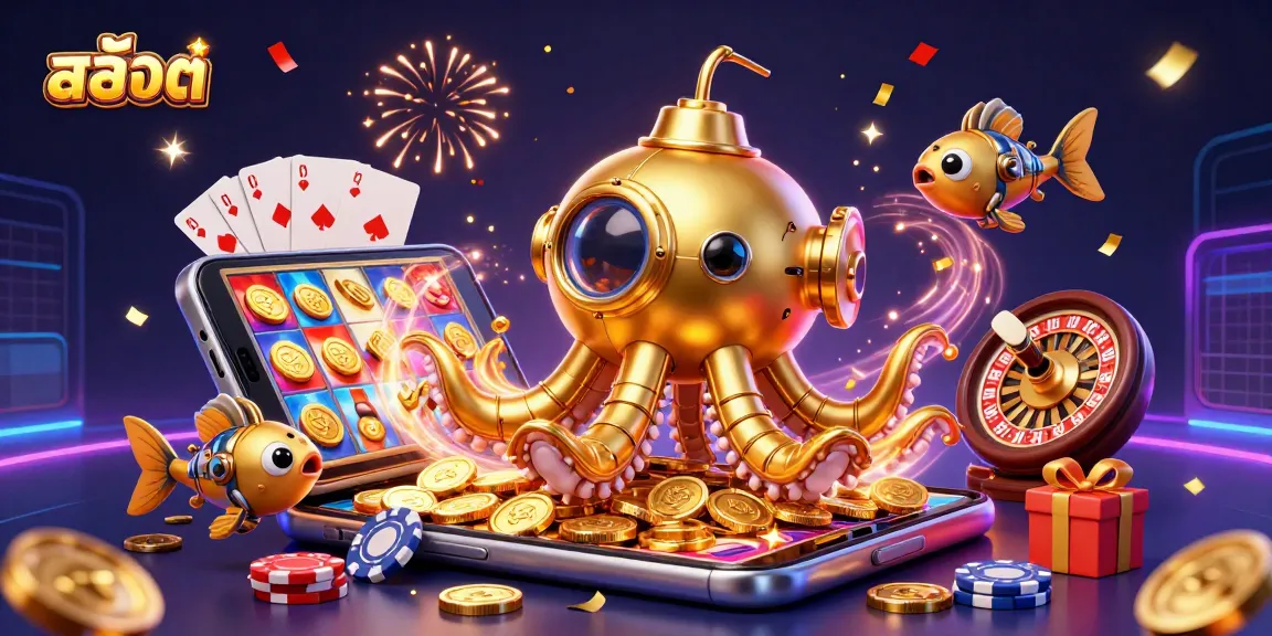 Experience the excitement of สล็อต with vibrant coins and thrilling game elements in this 3D casino scene.