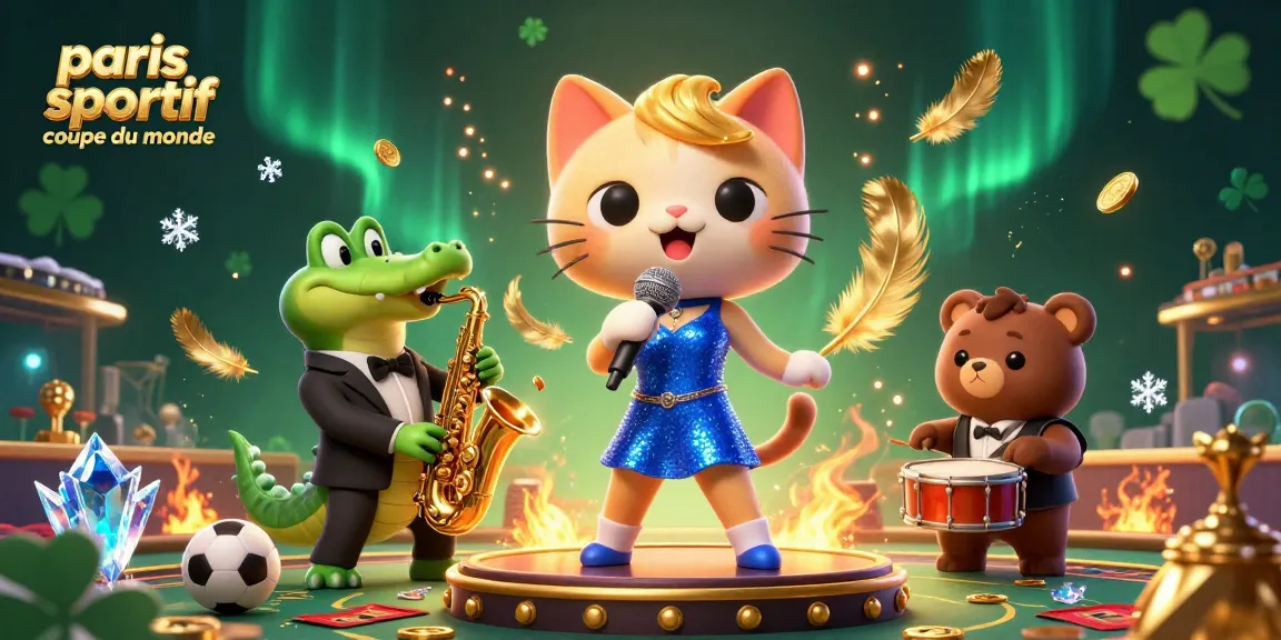 Pariez sur paris sportifs Coupe du Monde avec un chat chanteur, un crocodile et un ours dans un casino dynamique.