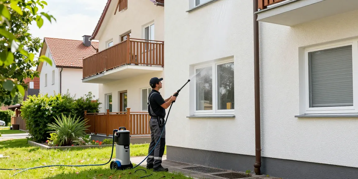 Reinigung Niederaula: Professionelle Fassadenreinigung mit Hochdruckreiniger in Niederaula.