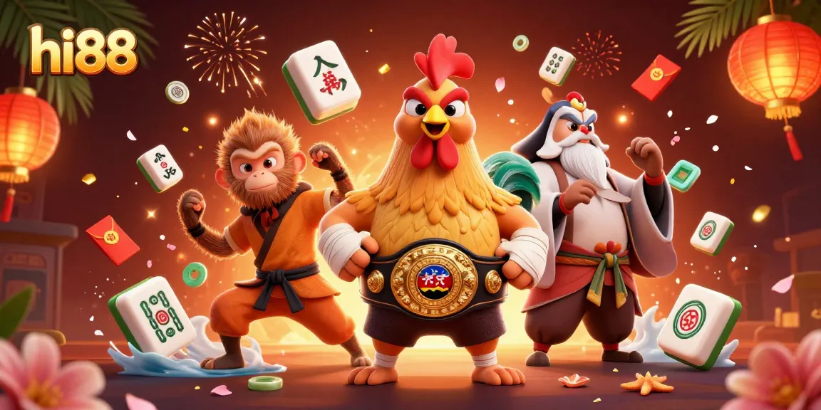 Win thrilling jackpots and explore games at hi88's lively casino featuring vibrant characters.