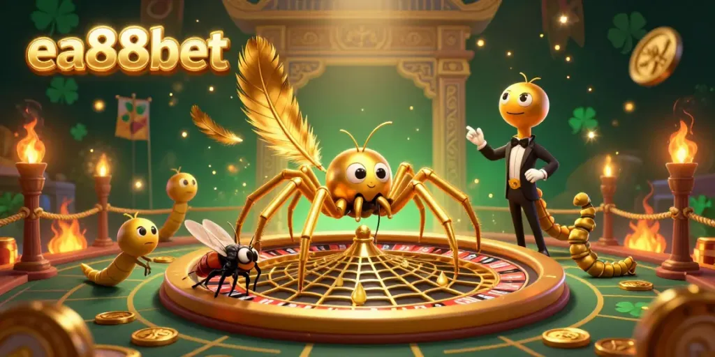Experience the thrill of betting at ea88bet with a vibrant roulette wheel scene illustrated in 3D.