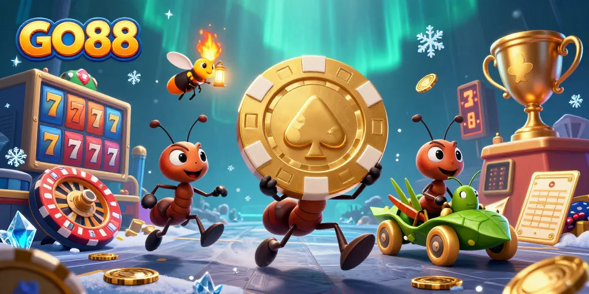 Experience the excitement of GO88 with dynamic casino characters and vibrant gaming elements.