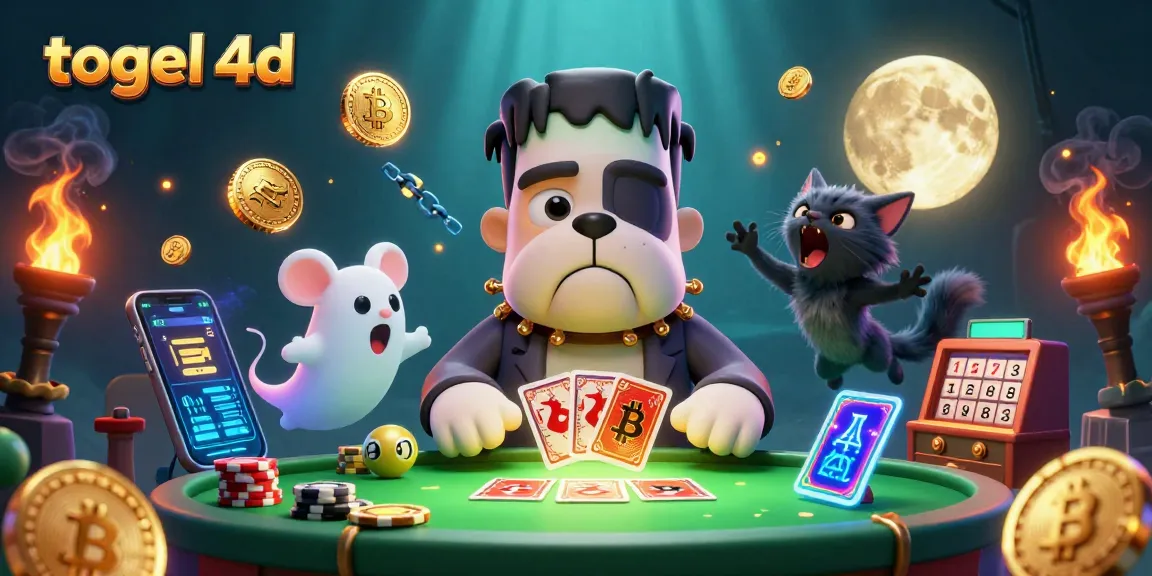 Engage in exciting togel 4d gameplay with a lively scene featuring fantastical characters and dynamic lottery elements.
