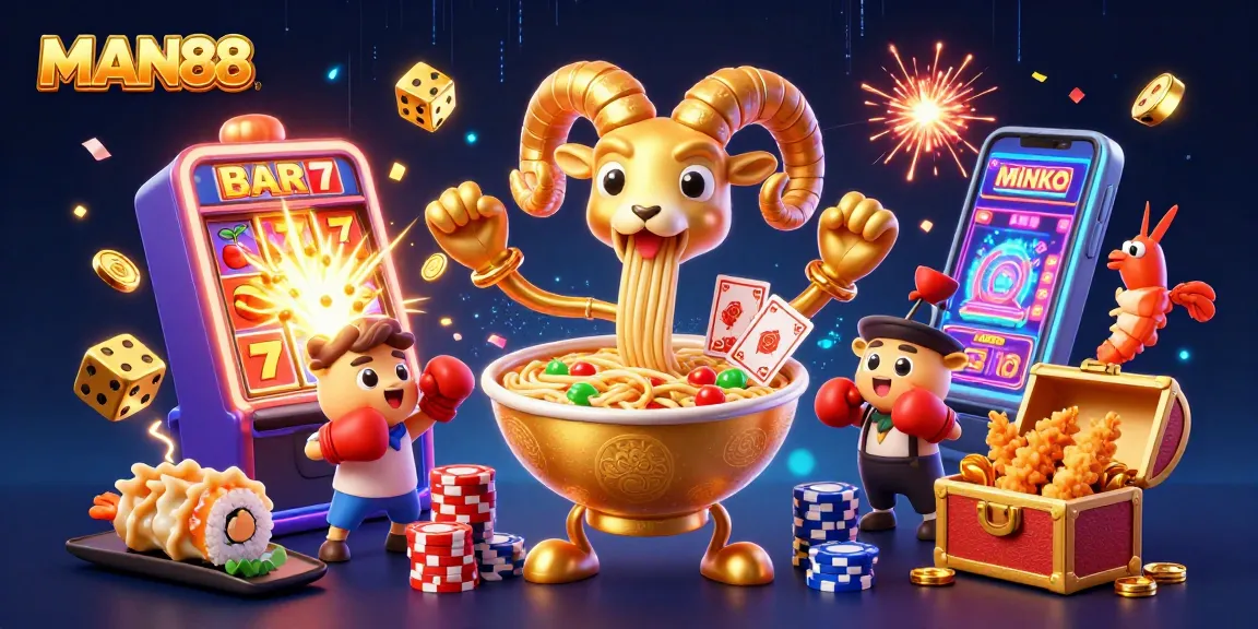 Experience thrilling gameplay with MAN88 featuring dynamic casino characters in a vibrant digital scene.