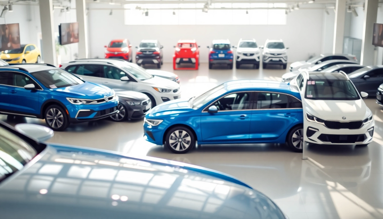 Buy New Car options displayed in a modern showroom environment, inviting families and individuals.