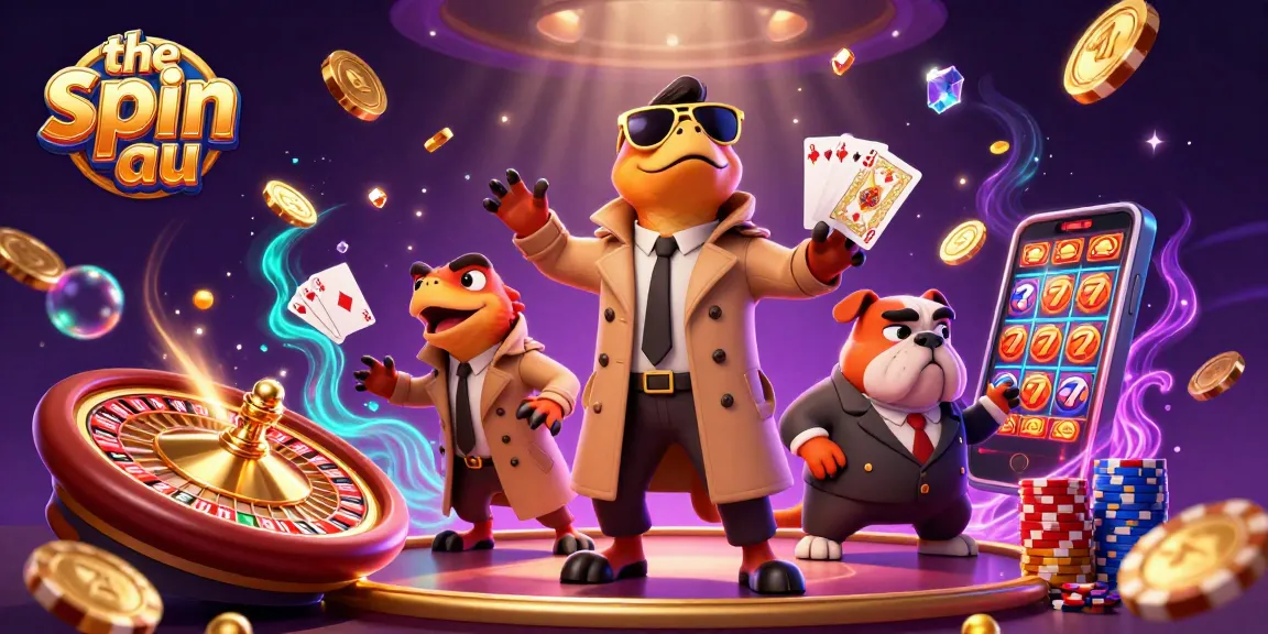 The spin au showcases raptors in a trench coat at a casino VIP lounge, surrounded by dynamic gaming elements.