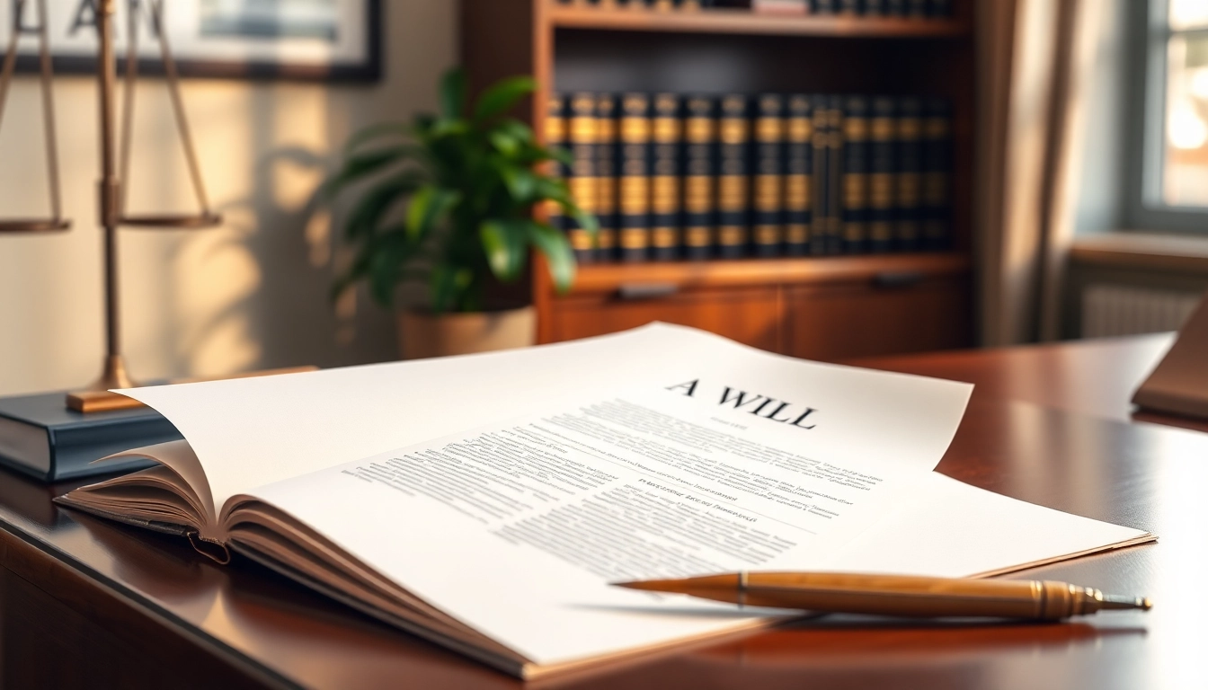 Creating Wills on a legal document against a warm office backdrop for personalized estate planning.