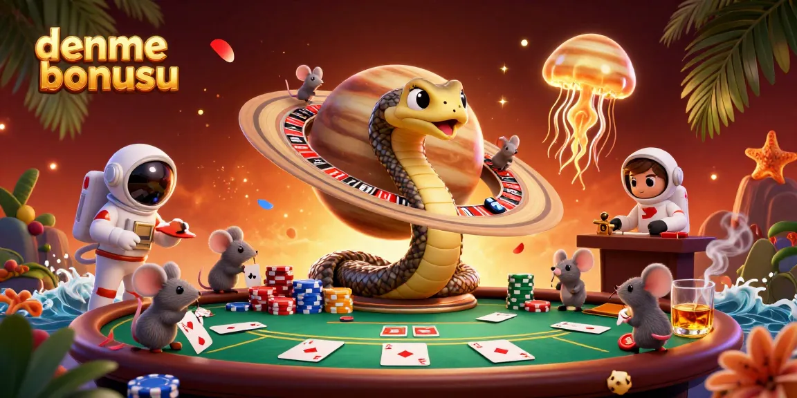 Experience the thrill of deneme bonusu with astronaut mice betting on Saturn's roulette rings amidst cosmic elements.