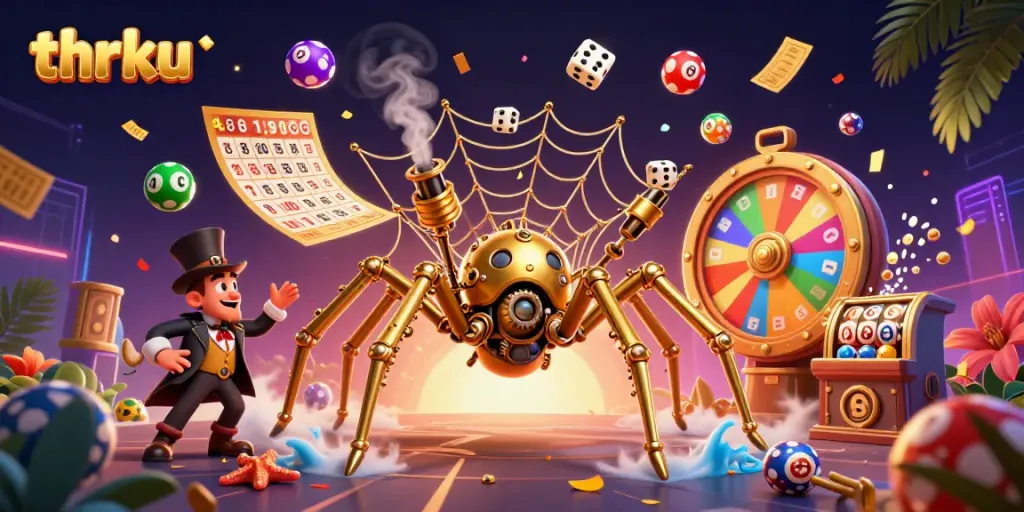 Engage with thrilling games at thrku, featuring a vibrant steampunk casino ambiance and dynamic lottery elements.