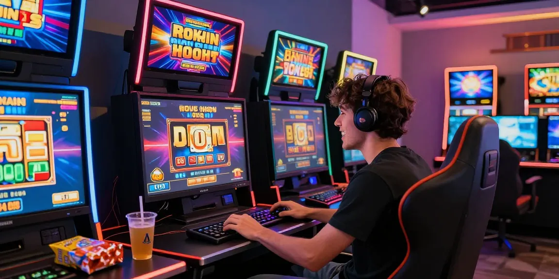 Exciting gaming experience on a situs gacor platform with colorful displays and immersive setup