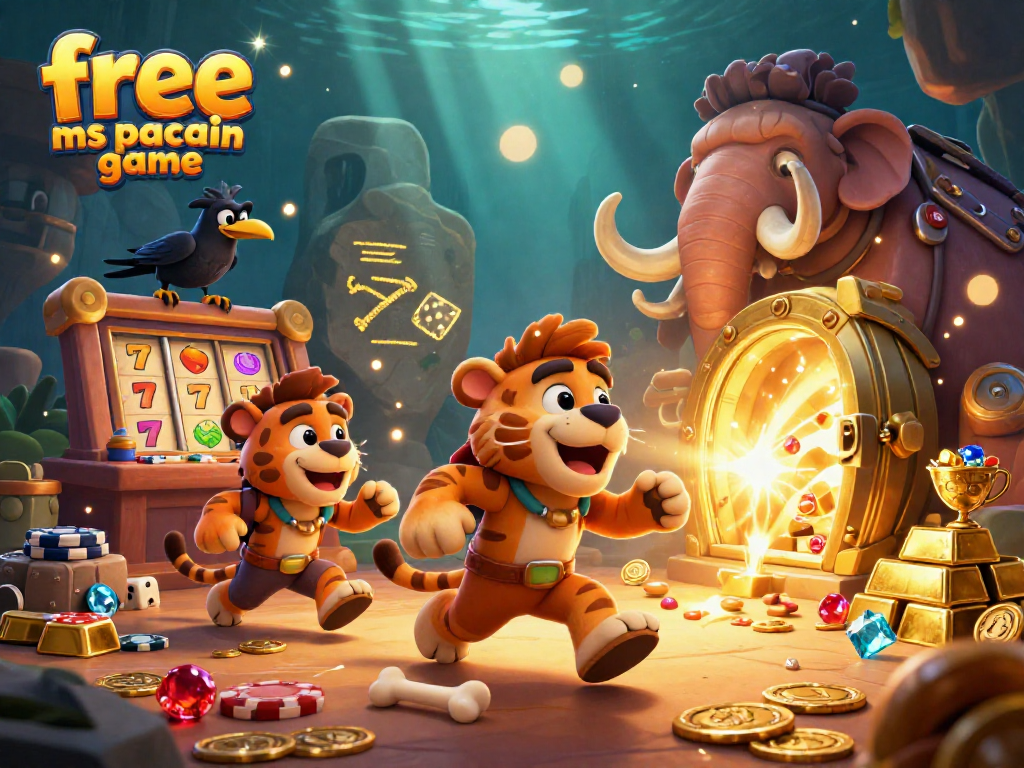 Experience the thrill of the free ms pacman game in a vibrant prehistoric casino filled with sparkling treasures.