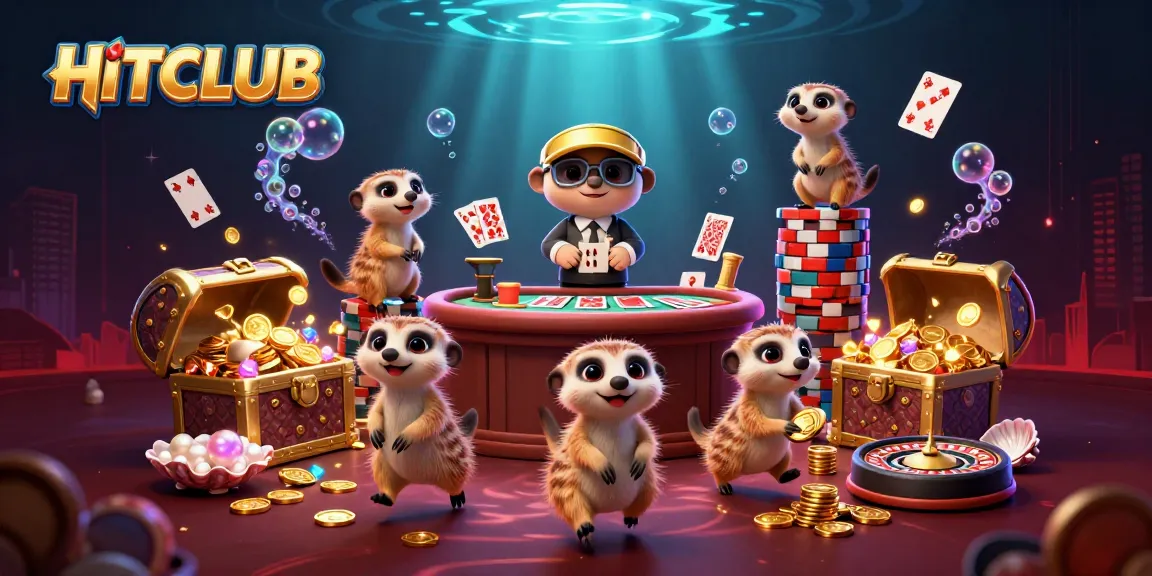 Experience the thrill of HITCLUB with meerkats orchestrating an exciting casino scene filled with treasure and dynamic gameplay.