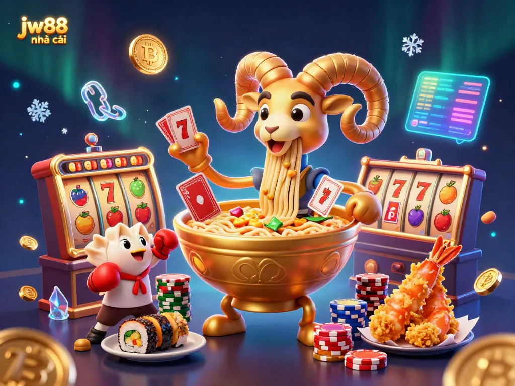 Engage in thrilling action at jw88 nhà cái with vibrant 3D casino elements and characters playing dynamic games.