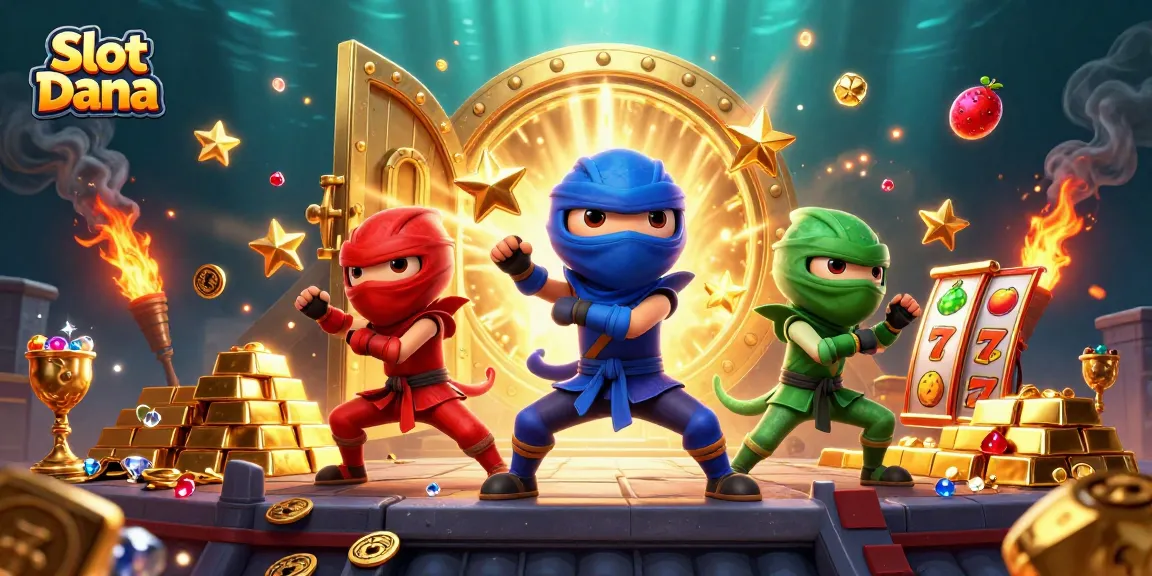 Slot Dana menampilkan chameleon ninja kartun beraksi dengan keberuntungan di slot bertema
