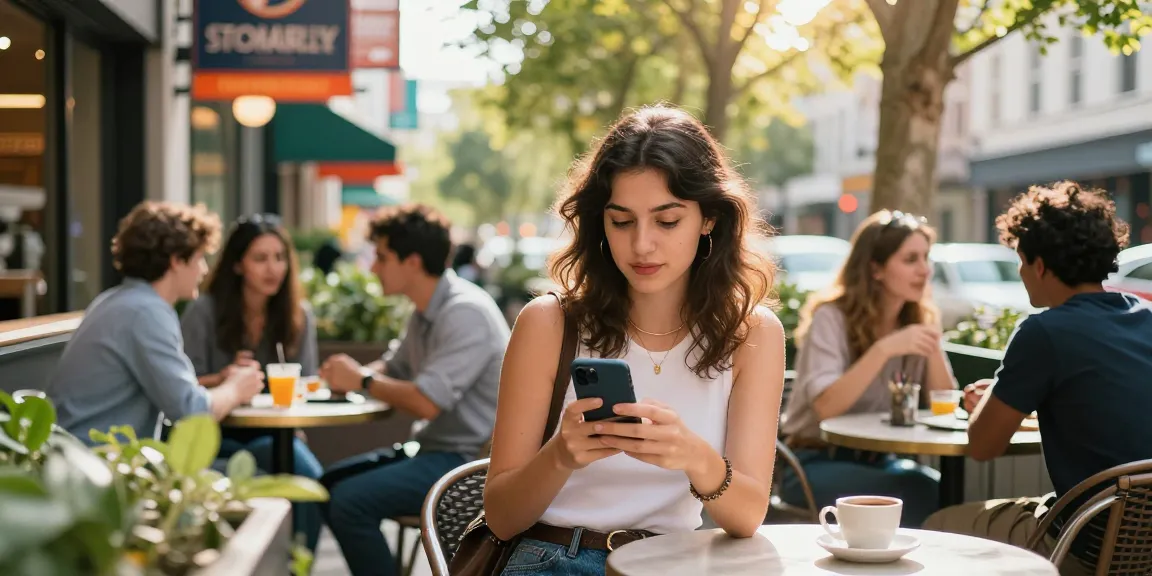 Gái gọi đang tận hưởng không khí thành phố tại quán cà phê thoải mái