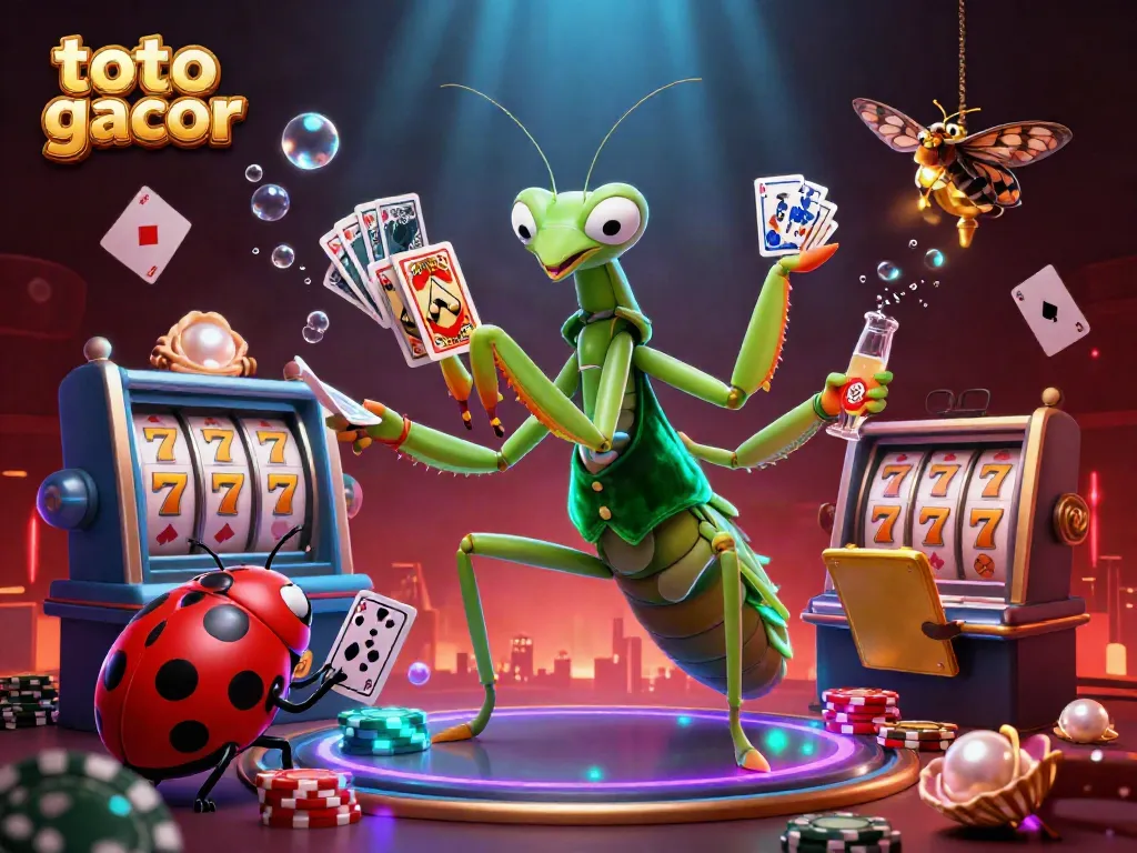 Experience thrilling action of toto gacor with a vibrant animated gambling scene featuring various casino elements.