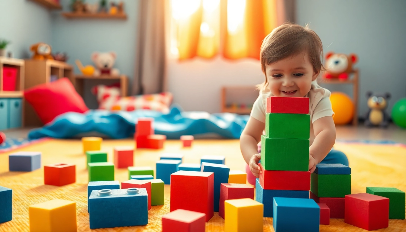Engaging child play with soft foam building blocks; read more here for exciting ideas.
