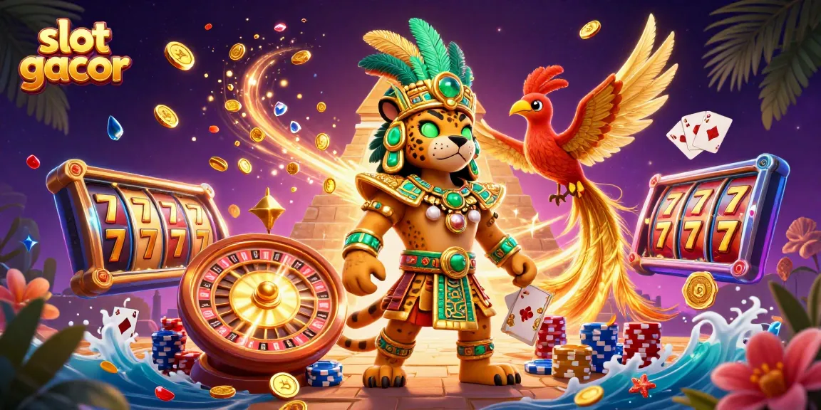 Experience thrilling slot gacor action with a vibrant 3D illustration showcasing lucky symbols and immersive gameplay.