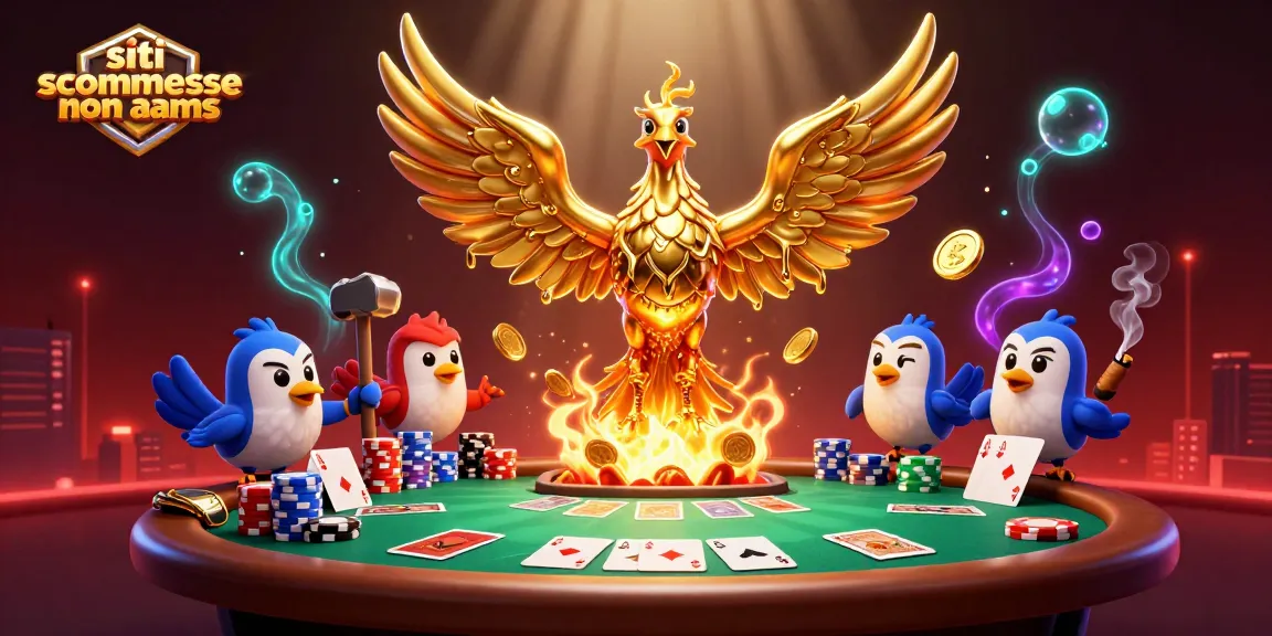 Scopri i migliori siti scommesse non AAMS con un'incredibile illustrazione di un fenice d'oro nel mondo del gioco.