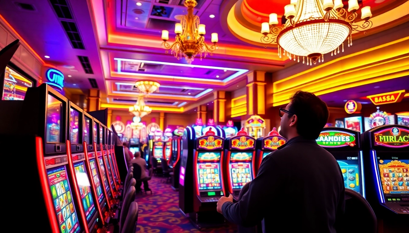 Emasputihtoto menarik perhatian pemain di kasino dengan mesin slot berwarna-warni.