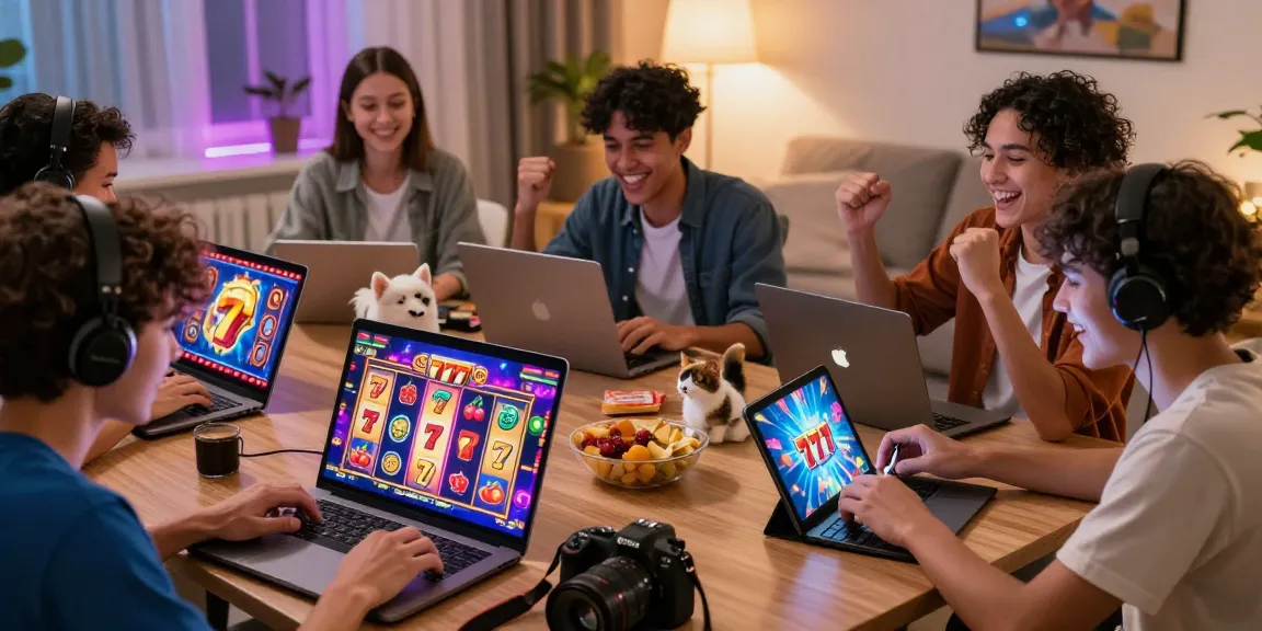 Excited player celebrating a win on slot gacor 777 game in cozy living room.
