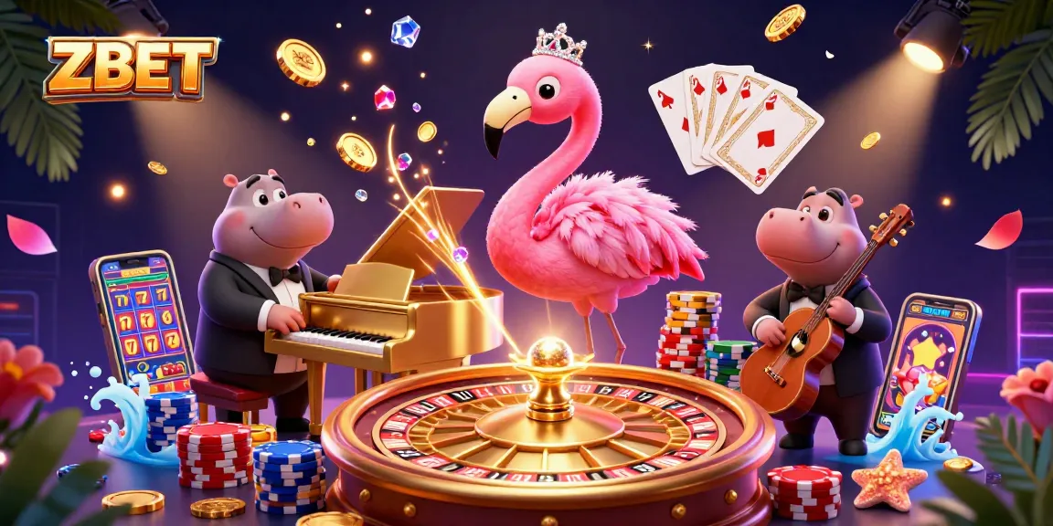 Experience ZBET with exciting casino elements in a vibrant 3D illustration.