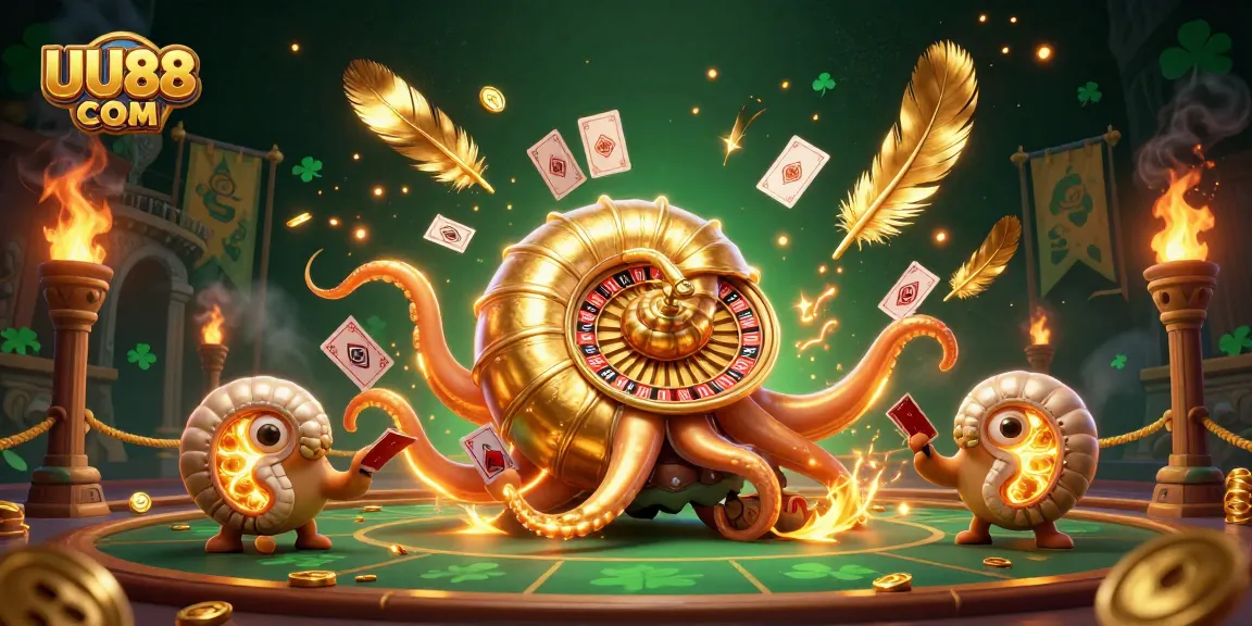 Engage in thrilling gameplay at UU88 COM with a vibrant 3D illustration showcasing dynamic casino elements