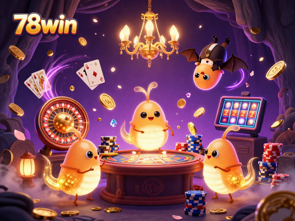 Bet big with exciting 78win games as glowworms illuminate a mystical casino scene.