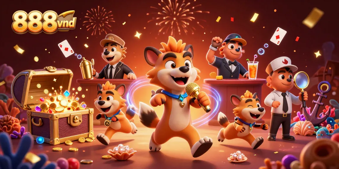 Experience the vibrant energy of 888vnd with treasure-filled fun at this lively casino scene.