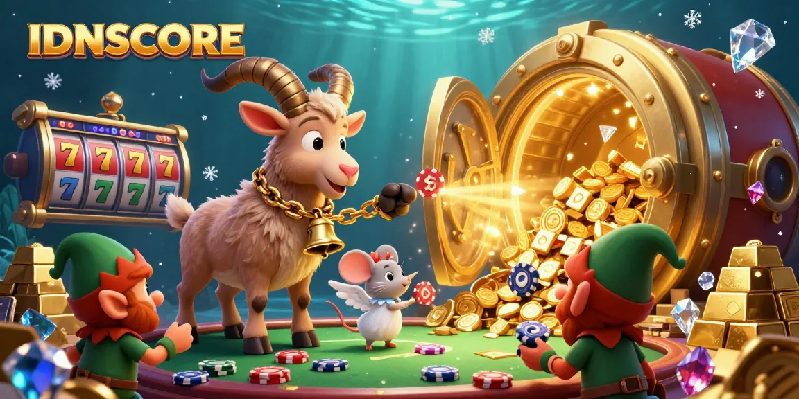 Experience the excitement of IDNSCORE's lively slot gacor casino with Krampus and mischievous elves.