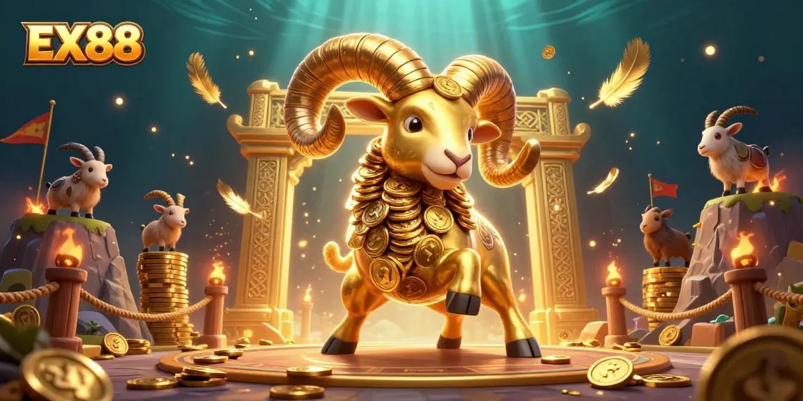 EX88 features a golden ram charging through a casino-themed arena filled with dramatic gold elements.
