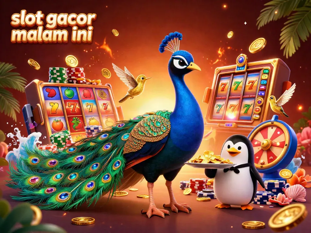 Permainan slot gacor malam ini dengan karakter kartun yang menarik dan banyak elemen kasino yang hidup.