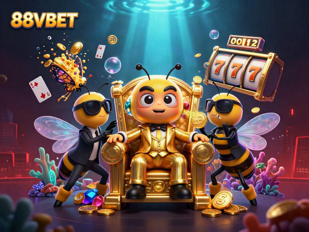 Experience excitement at 88VBET with a 3D scene featuring a bumblebee mob boss amidst casino elements.