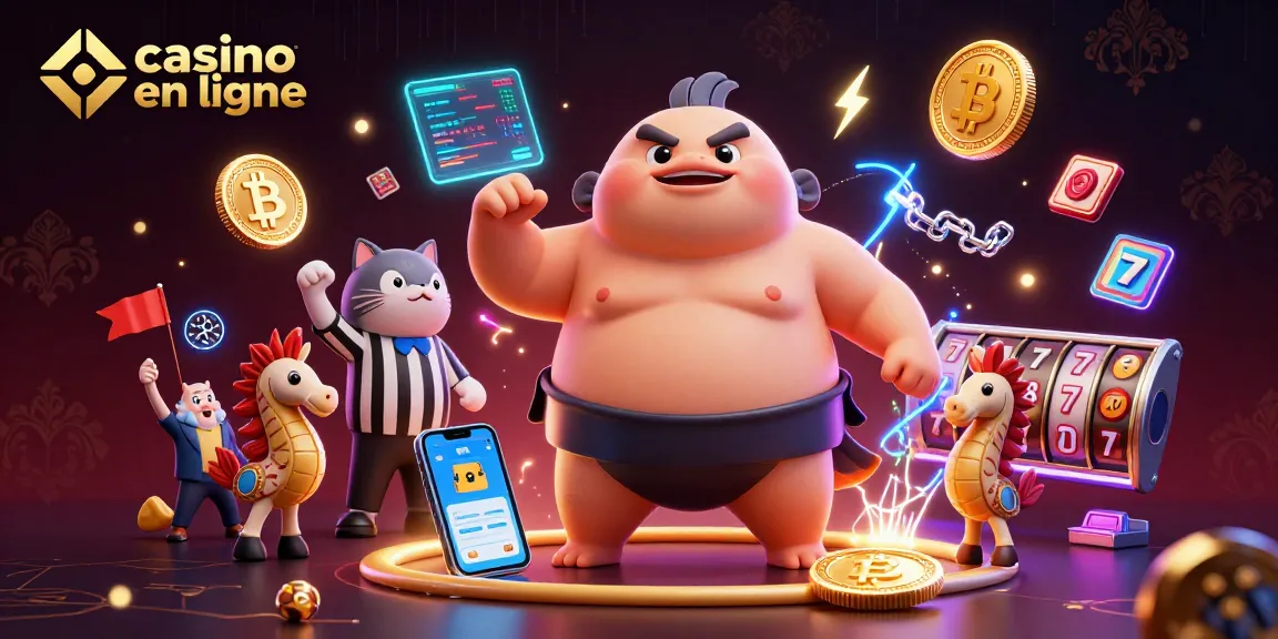 Vivez l'expérience du casino en ligne avec un fugu sumo et un chat poisson en arbitre.
