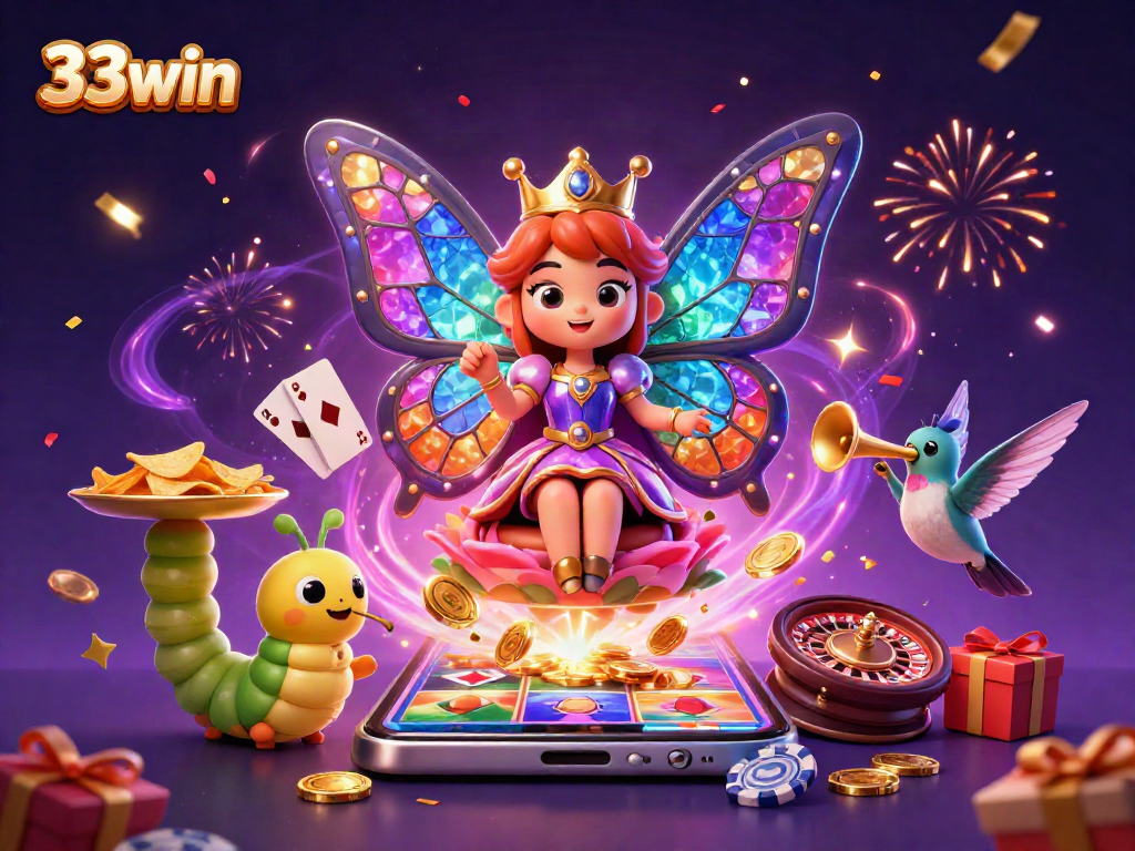 Experience the magic of gambling with 33win in an enchanting casino scene.