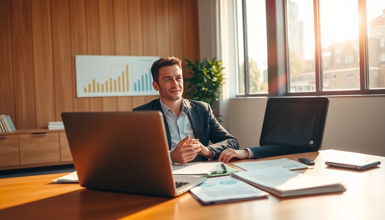 Consultant offers insights on merchant cash advance apr in a vibrant office setting.