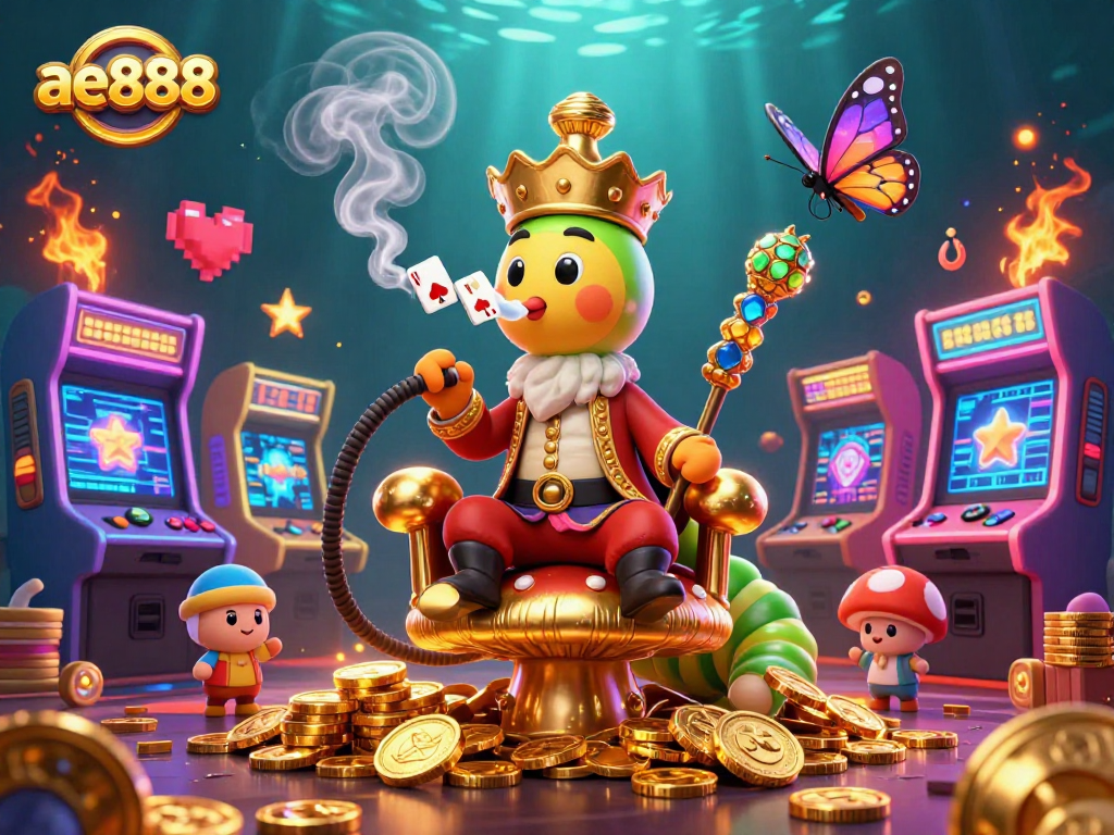 Experience ae888's thrilling gaming atmosphere with a vibrant 3D casino scene.