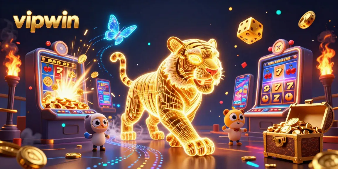 Experience thrilling gameplay at vipwin with a vibrant digital casino scene bursting with energy and excitement.
