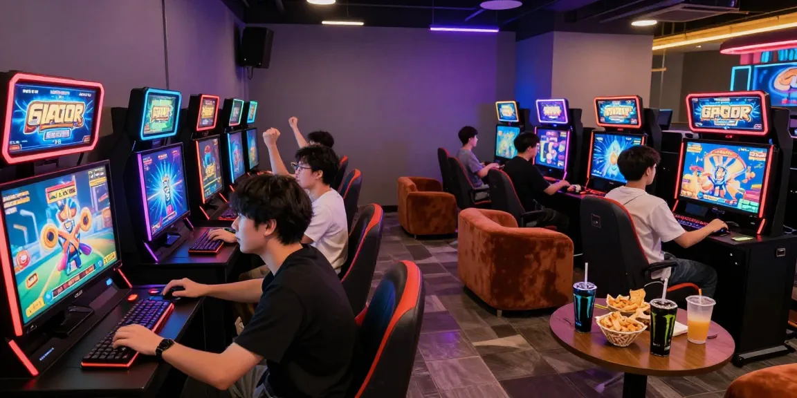 Excited players enjoying slot gacor machines in a vibrant gaming lounge atmosphere.