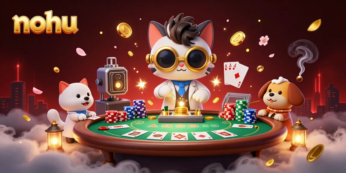 Engage with nohu's exciting poker game scenes featuring cartoon characters in a vibrant casino.