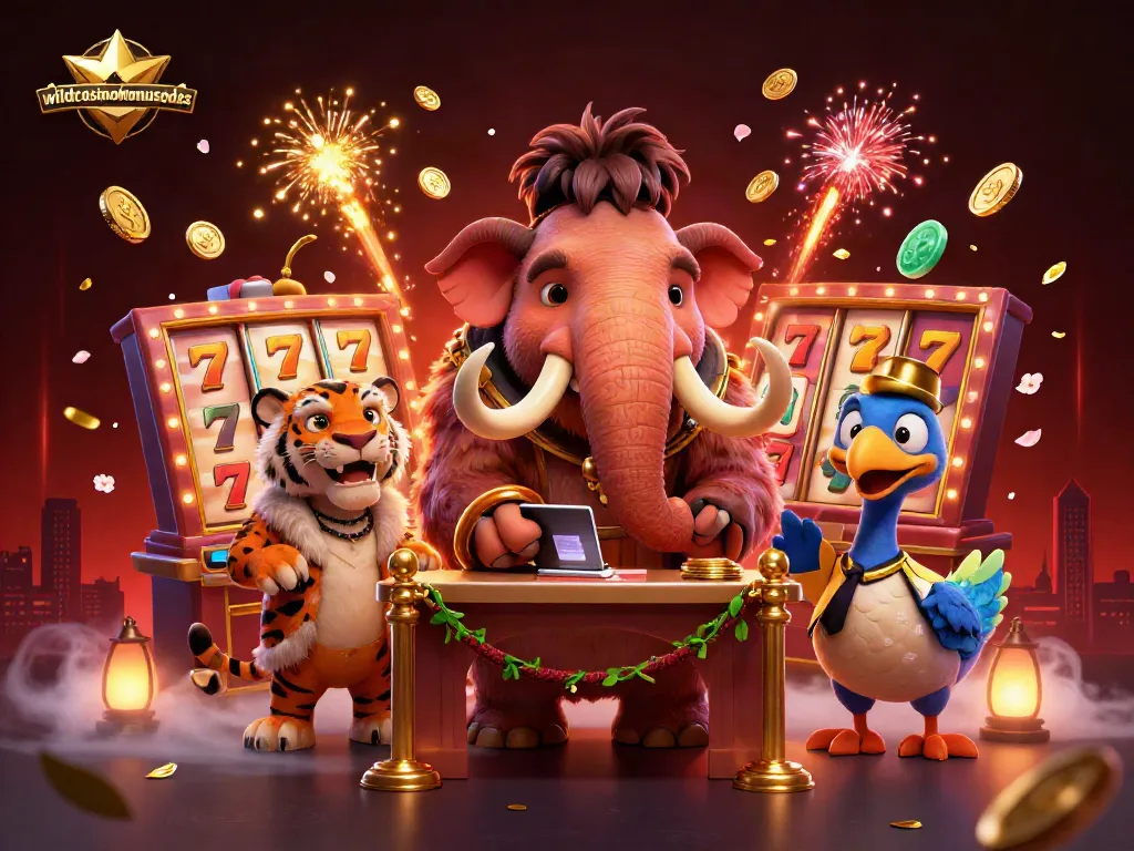 Experience thrilling wins with wildcasinobonuscodes featuring vibrant characters and slot elements.