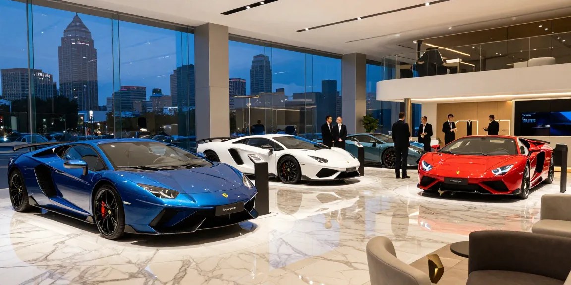 LUXURY 777 menawarkan pengalaman mewah dengan mobil sport dan suasana glamor di showroom.