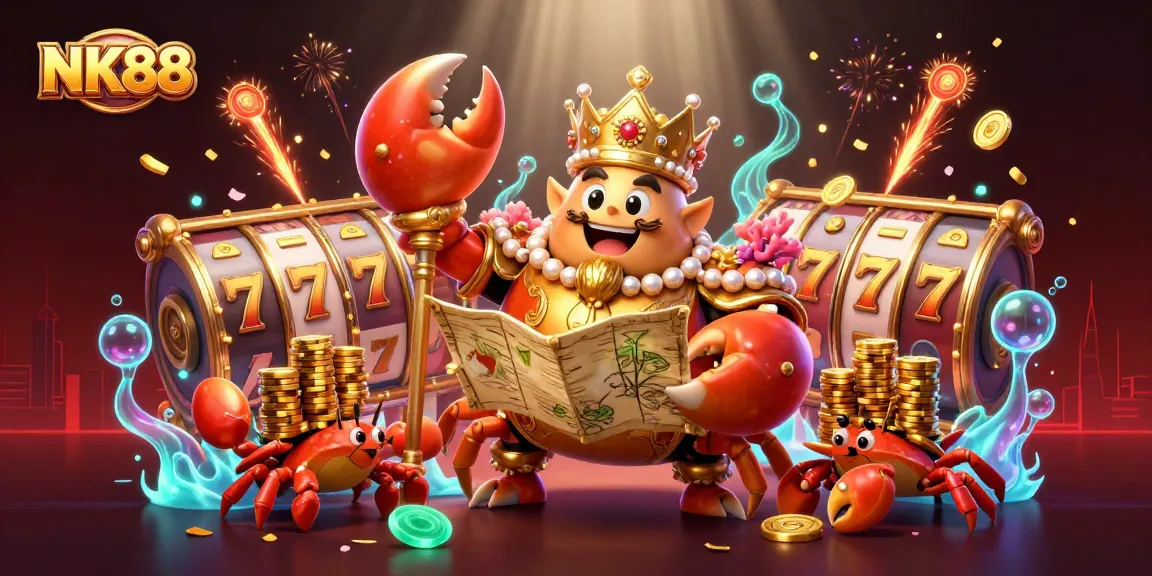 Experience the thrilling slots at NK88 with a vibrant crab emperor and dynamic game elements.